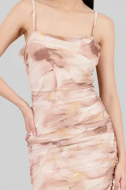 Shasa Pleated Maxi Mesh Dress