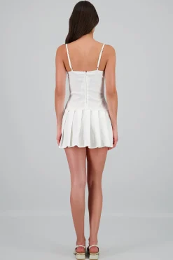 Shasa Pleated Mini Dress with Belt