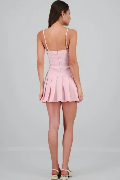 Shasa Pleated Mini Dress with Belt