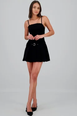 Shasa Pleated Mini Dress with Belt