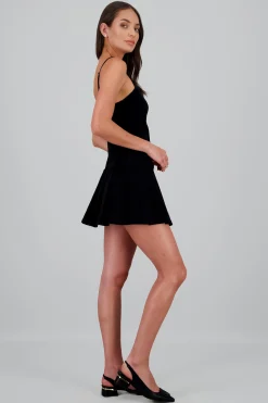 Shasa Pleated Mini Dress with Belt