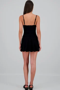 Shasa Pleated Mini Dress with Belt
