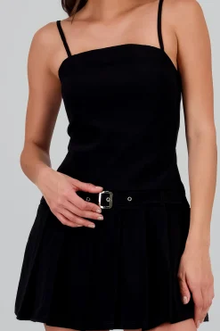 Shasa Pleated Mini Dress with Belt