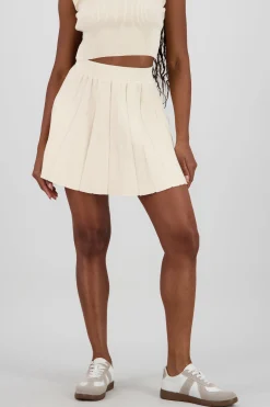 Shasa Pleated Mini Knit Skirt