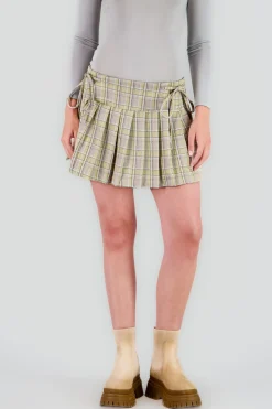 Shasa Pleated Mini Skirt with Bow Details