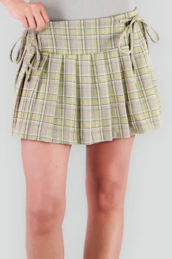 Shasa Pleated Mini Skirt with Bow Details