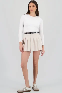 Shasa Pleated Mini Skirt with Belt Detail