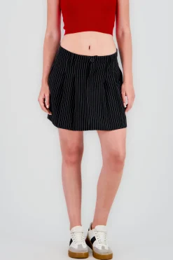 Shasa Pleated Mini Skirt with Button Detail