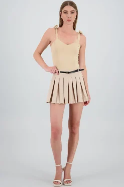 Shasa Pleated Mini Skirt with Belt