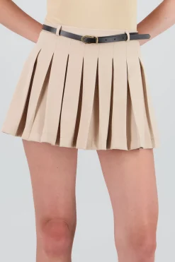 Shasa Pleated Mini Skirt with Belt