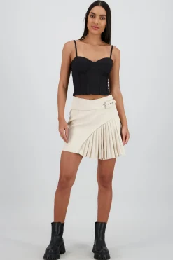 Shasa Pleated Mini Skirt with Belt Detail