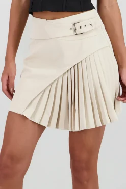 Shasa Pleated Mini Skirt with Belt Detail