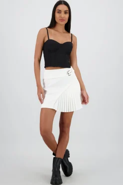 Shasa Pleated Mini Skirt with Belt Detail
