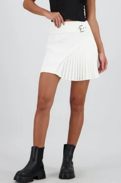 Shasa Pleated Mini Skirt with Belt Detail