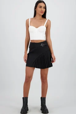 Shasa Pleated Mini Skirt with Belt Detail