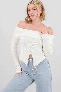 Shasa Pleated Off Shoulder Top