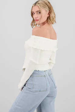 Shasa Pleated Off Shoulder Top