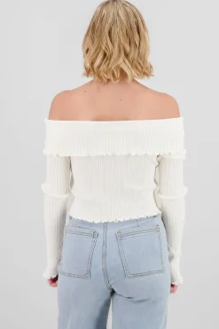 Shasa Pleated Off Shoulder Top