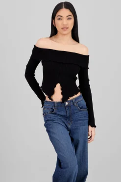 Shasa Pleated Off Shoulder Top