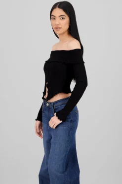 Shasa Pleated Off Shoulder Top
