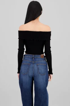 Shasa Pleated Off Shoulder Top