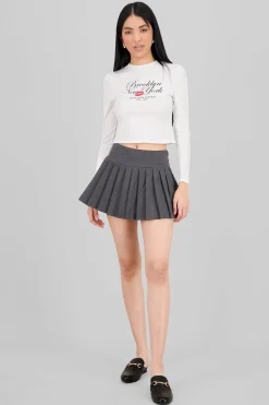 Shasa Pleated Plaid Mini Skirt