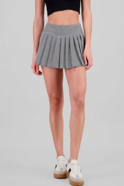 Shasa Pleated Plaid Mini Skirt