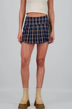Shasa Pleated Plaid Skort