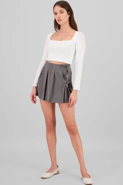 Shasa Pleated Ribbon Mini Skirt