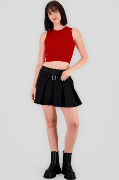Shasa Pleated Skirt with Belt Detail