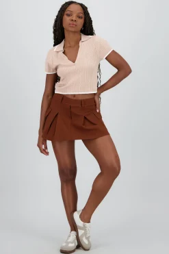 Shasa Pleated Skirt with Cargo Pockets