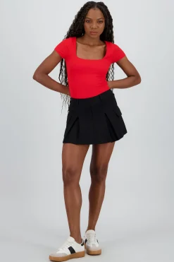 Shasa Pleated Skirt with Cargo Pockets