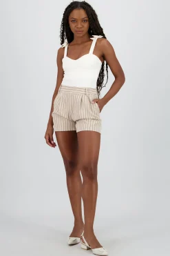 Shasa Pleated Striped Shorts
