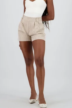 Shasa Pleated Striped Shorts