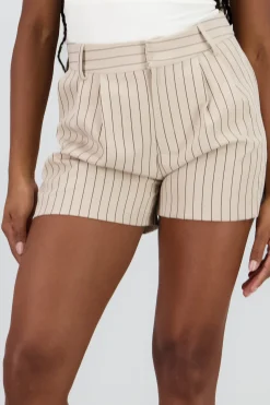 Shasa Pleated Striped Shorts