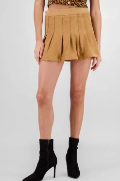 Shasa Pleated Suede Skirt