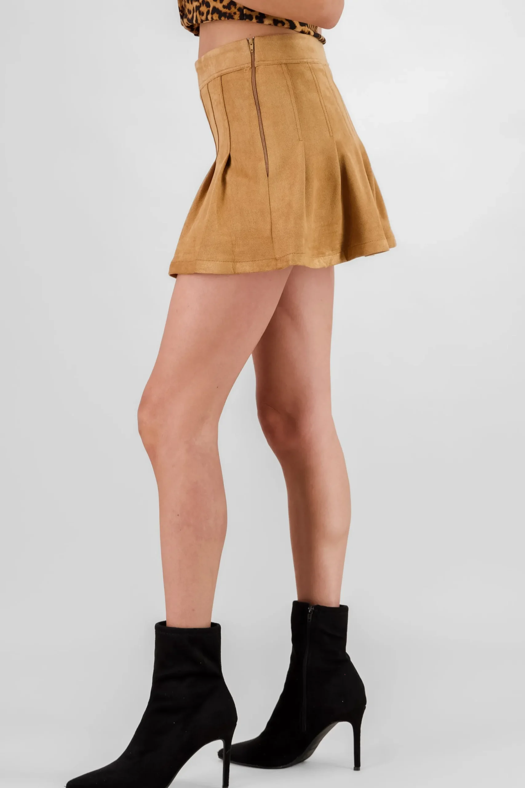 Shasa Pleated Suede Skirt