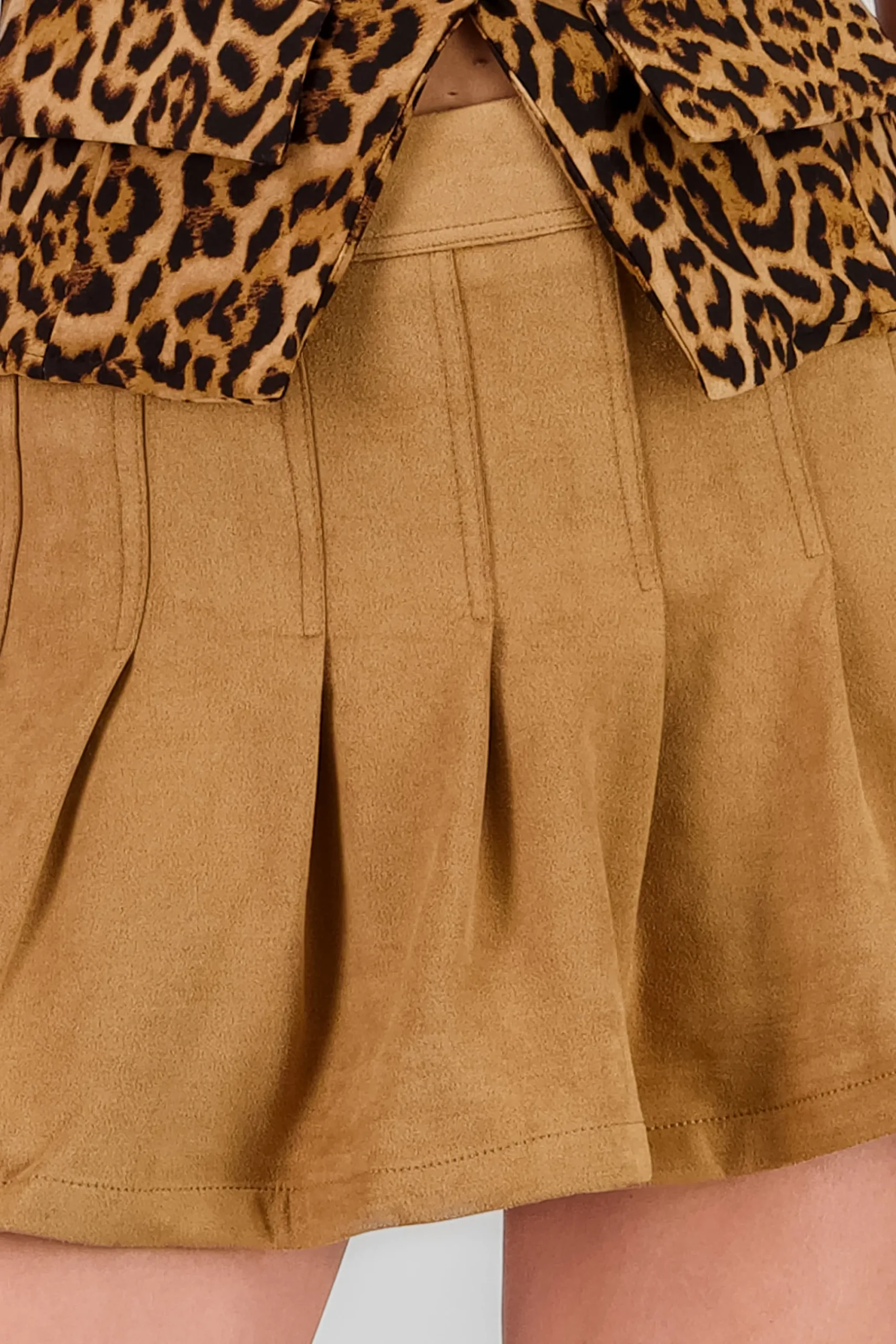 Shasa Pleated Suede Skirt
