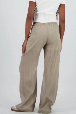 Shasa Pleated Textured Pants with Drawstring