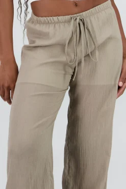 Shasa Pleated Textured Pants with Drawstring