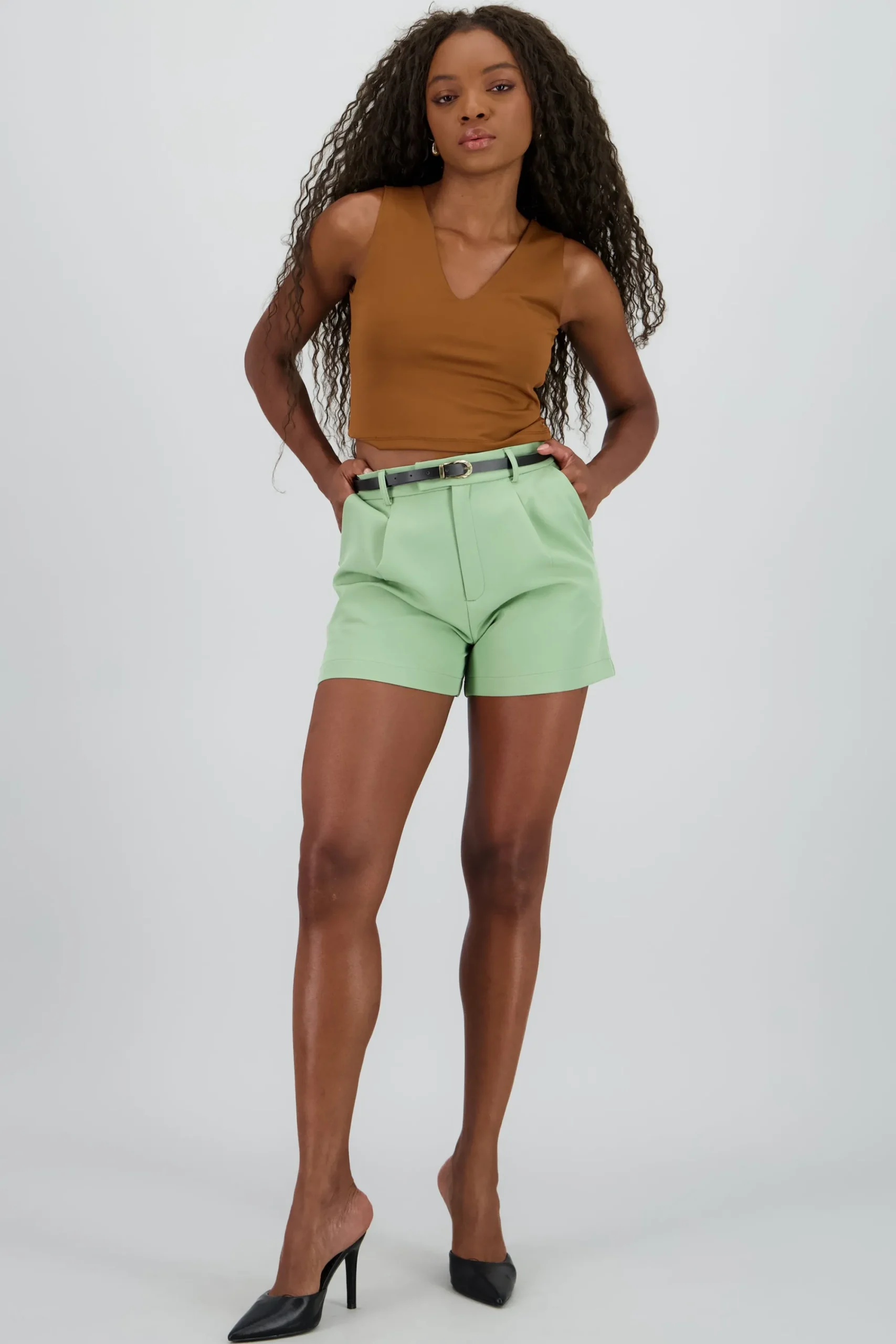 Shasa Pleats Shorts with Belt