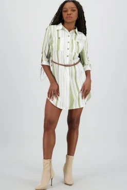 Shasa Pockets and Belt Shirt Dress