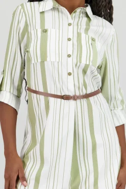 Shasa Pockets and Belt Shirt Dress