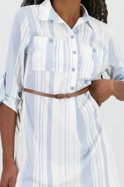 Shasa Pockets and Belt Shirt Dress