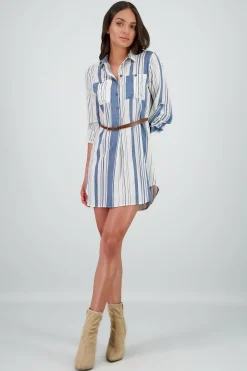 Shasa Pockets and Belt Shirt Dress