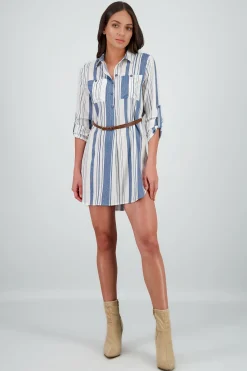 Shasa Pockets and Belt Shirt Dress