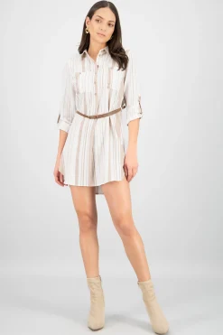 Shasa Pockets and Belt Shirt Dress