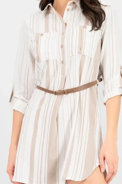 Shasa Pockets and Belt Shirt Dress