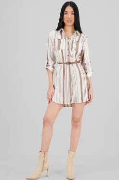 Shasa Pockets and Belt Shirt Dress