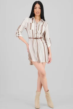 Shasa Pockets and Belt Shirt Dress